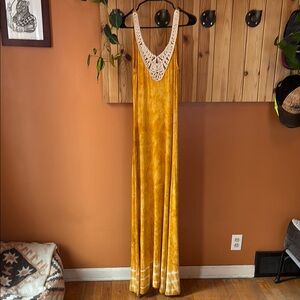 Green Dragon Yellow Tie Dye Maxi Dress